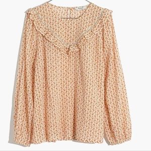 Madewell Ruffle-Yoke Prairie Top in Cutout Blooms Size:Large